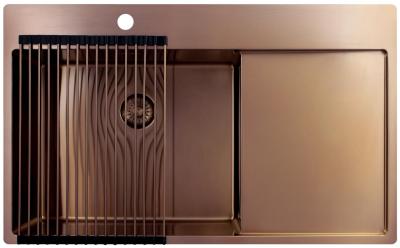 Pure.Sink Exclusivo Fregadero de cobre con área de escurrido 86x52 cm Tapwing a la izquierda PEX5086LT-62