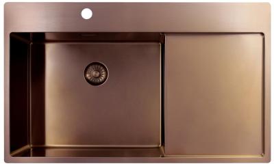 Pure.Sink Exclusivo Fregadero de cobre con área de escurrido 86x52 cm Tapwing a la izquierda PEX5086LT-62