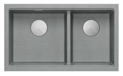 Quadri Newport II Fregadero de montaje doble de granito gris 76x45 cm con tapón de acero inoxidable 1208971370