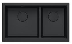 Quadri Newport II Doble Lavabo de Granito Negro Empotrado 76x45 cm con Tapón Negro 1208971371