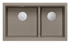 Quadri Newport II Doble Taupe Granito Fregadero de Superficie 76x45 cm con tapón de acero inoxidable 1208971372
