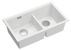 Quadri Newport II Doble Fregadero Empotrable de Granito Blanco 702 x 390 mm con tapón de acero inoxidable 1208971383