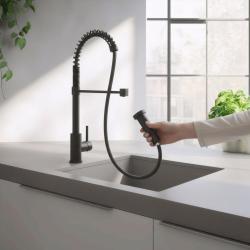 Quadri Redwick grifo de cocina negro con salida semi-flexible y ducha con 2 tipos de chorro más función de parada de agua 1208971410