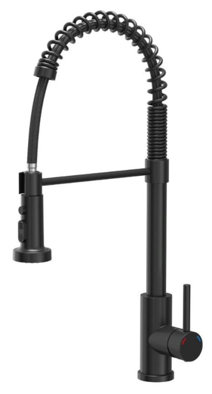 Quadri Redwick grifo de cocina negro con salida semi-flexible y ducha con 2 tipos de chorro más función de parada de agua 1208971410