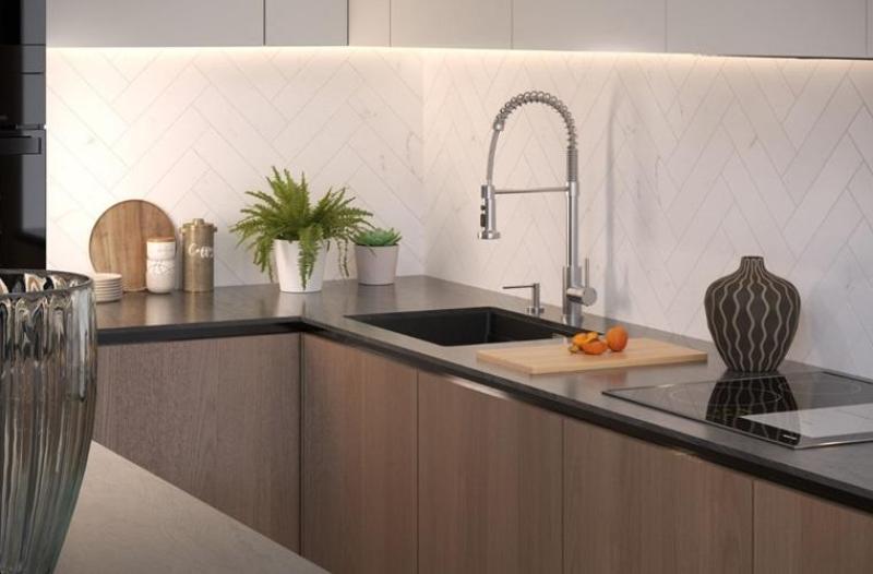 Quadri Redwick grifo de cocina de acero inoxidable con salida semi-flexible y ducha con 2 tipos de chorro más función de parada de agua 1208971411