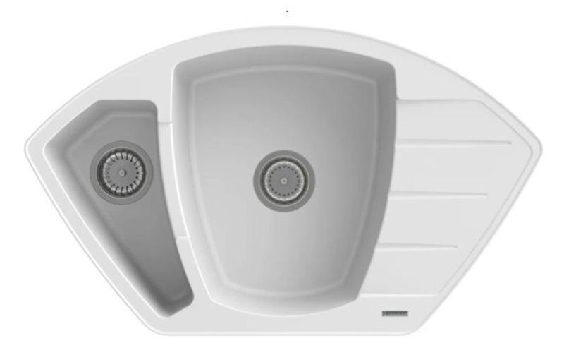 Graniteland Monte Lavabo de esquina de granito blanco empotrado 901x538mm con tapón de acero inoxidable 1208971415