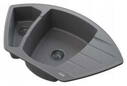 Graniteland Monte Encimera de granito gris con fregadero de esquina 901x538mm con tapón de acero inoxidable 1208971416