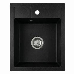 Graniteland Prest Fregadero de granito con aspecto de piedra azul duro Tapwing con orificio para grifo montado 400x500mm con tapón de acero inoxidable 1208971420