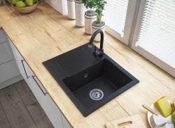 Graniteland Nex Fregadero de granito negro con zona de escurrido 574x464 mm 1208971428