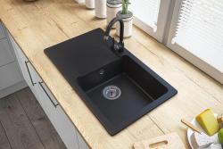 Graniteland Liri Granito Fregadero negro con zona de escurrido 765x448 mm 1208971438