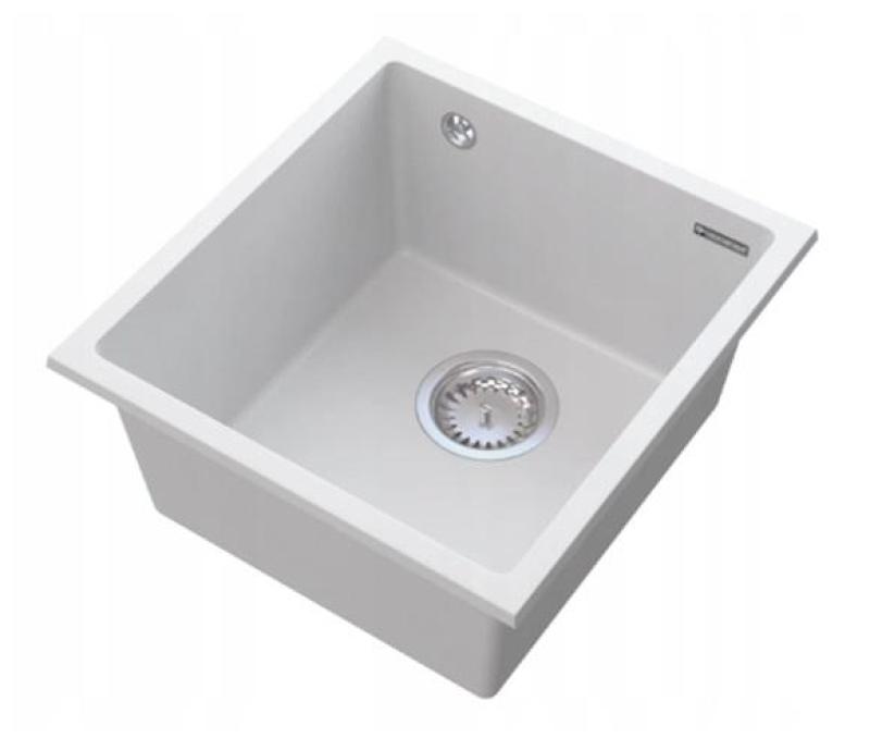 Graniteland Miniva Lavabo de Granito Blanco de Subestructura 385x410 mm 1208971452