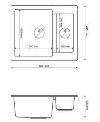 Graniteland Adda Granito Blanco 1.5 Fregadero Empotrado 600x495mm 1208971455
