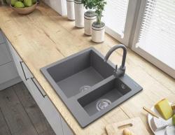 Graniteland Adda Granito Gris 1.5 Fregadero Superficial 600x495mm 1208971456