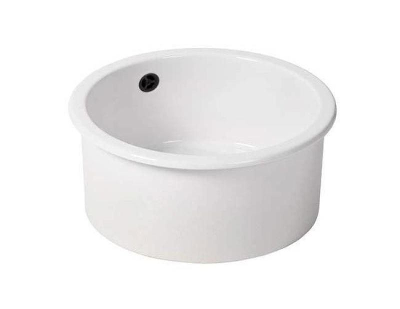 Ausmann Ceramic Ember Cerámica Blanca Redonda Lavabo de Encimera y Subestructura con Tapón Negro 1208971464