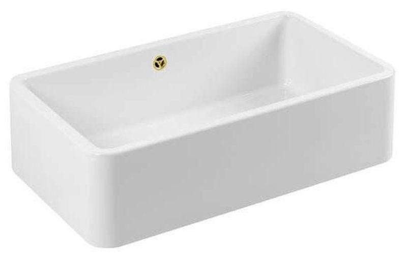 Ausmann Ceramic Mira Lavabo Cerámico Blanco - Subestructura e Interestructura 795 x 460 mm con Tapón Dorado 1208971466