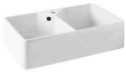 Ausmann Ceramic Mira Cerámica Blanca Doble Fregadero - Submontaje e Intermedio 793 x 450 mm con orificio para grifo y tapón de metal de pistola 1208971478