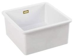 Ausmann Ceramic Ember Cerámica Blanca Cuadrada Fregadero de Encimera y Submontaje 40 x 40 cm con Tapón Dorado 1208971481