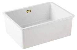 Ausmann Ceramic Ember Lavabo Cerámico Blanco - Montaje Superior e Inferior 54 x 40 cm con Tapón Dorado 1208971491
