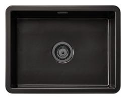 Ausmann Ceramic Ember Fregadero de Cerámica Mate Negro - Montaje Superior e Inferior 54 x 40 cm con tapón de metal color pistola 1208971498