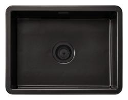 Ausmann Ceramic Ember Fregadero de Cerámica Mate Negro - Montaje Superior e Inferior 54 x 40 cm con Tapón Negro 1208971499