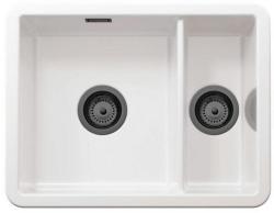Ausmann Ceramic Ember Cerámica Blanca Fregadero de Una y Media Instalación Superior e Inferior 495 x 370 mm con Tapones de Metal Gun 1208971515