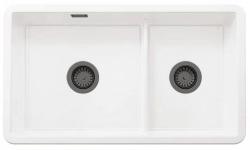Ausmann Ceramic Ember Cerámica Blanca Un y medio Fregadero Empotrado y Submontaje 733 x 401 mm con Tapones de metal color Gun 1208971520