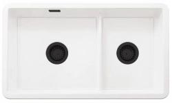 Ausmann Ceramic Ember Cerámica Blanca Fregadero de una y media Instalación Superior e Inferior 733 x 401 mm con Tapones Negros 1208971521