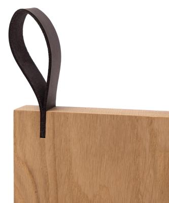 Woodsea Chop-Chop Oak S - Tabla de cortar de roble 25x24cm con mango de cuero 1208971539