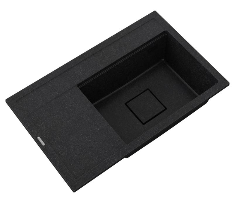 Graniteland Seta Granito negro arduin Piedra dura Fregadero sobre encimera 80x50 cm 1208971619