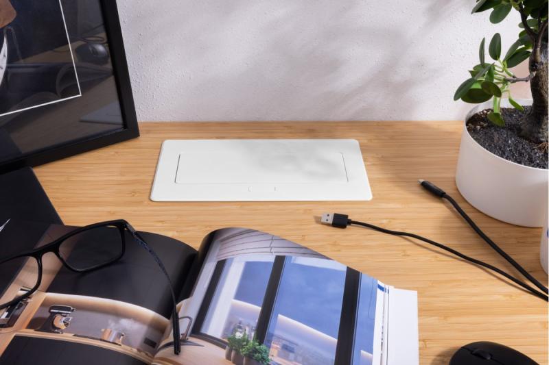 Enchufe para muebles MULTISOFT, 2xSCHUKO, USB A+C, RJ45, cable 1.5 m, blanco