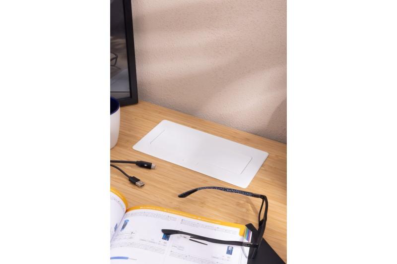 MULTISOFT Toma de corriente para muebles 2x Enchufe con toma de tierra, USB A+C, RJ45, Cable de alimentación con enchufe, Blanco