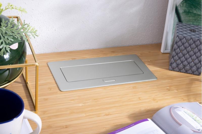 Toma de corriente para muebles MULTISOFT 2x Toma con toma de tierra, USB A+C, RJ45, HDMI, Cable de alimentación con enchufe, Aluminio