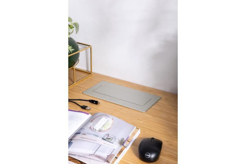 Toma de corriente para muebles MULTISOFT 2x Toma con toma de tierra, USB A+C, RJ45, HDMI, Cable de alimentación con enchufe, Aluminio