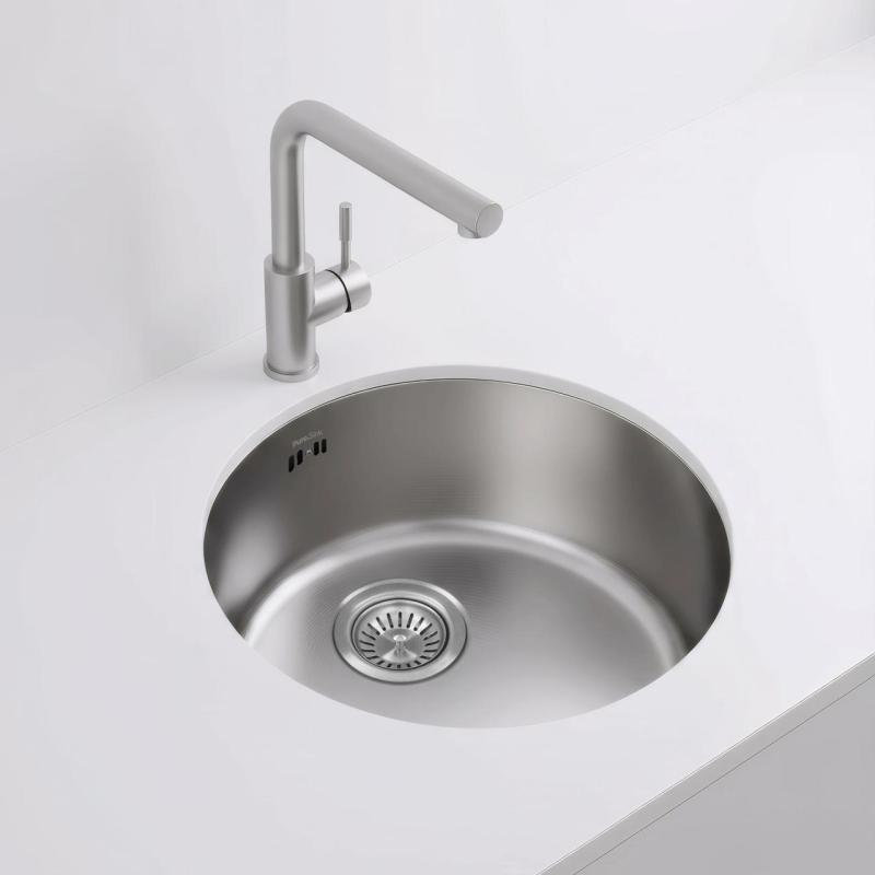 Pure.Sink Rondo Acero Inoxidable Redondo Fregadero de instalación plana, inferior y superior 38 cm PRN38-02
