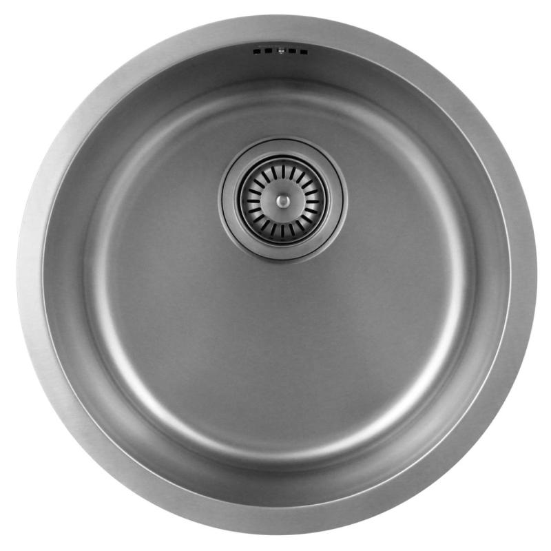 Pure.Sink Rondo Acero Inoxidable Redondo Fregadero de instalación plana, inferior y superior 38 cm PRN38-02