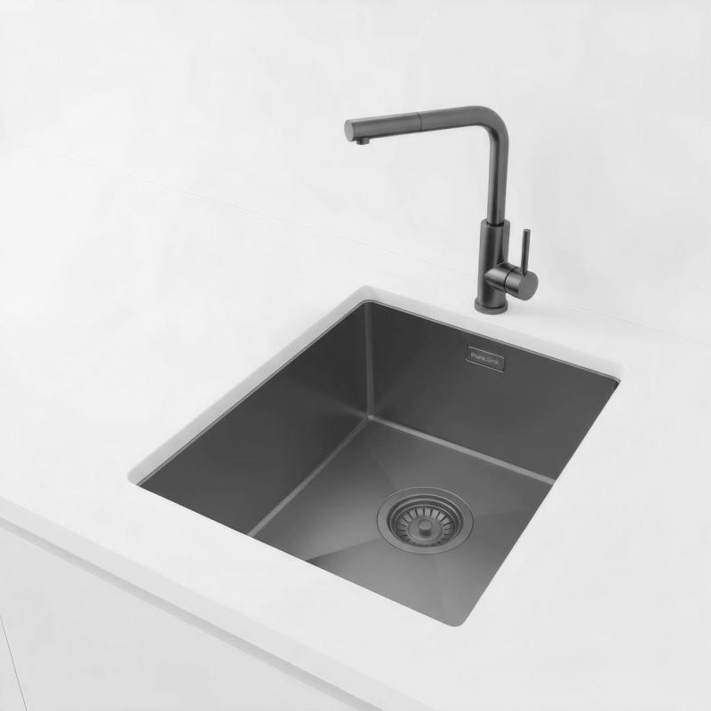 Pure.Sink Luxion Fregadero color gris plomizo de 36 x 40 cm para montaje bajo encimera, empotrado y sobre encimera PLX3640-61