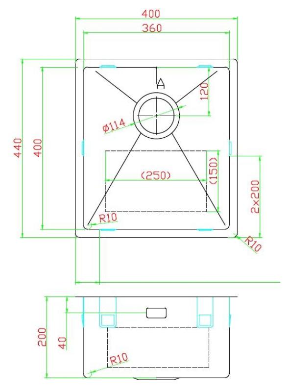 Pure.Sink Luxion Fregadero color gris plomizo de 36 x 40 cm para montaje bajo encimera, empotrado y sobre encimera PLX3640-61