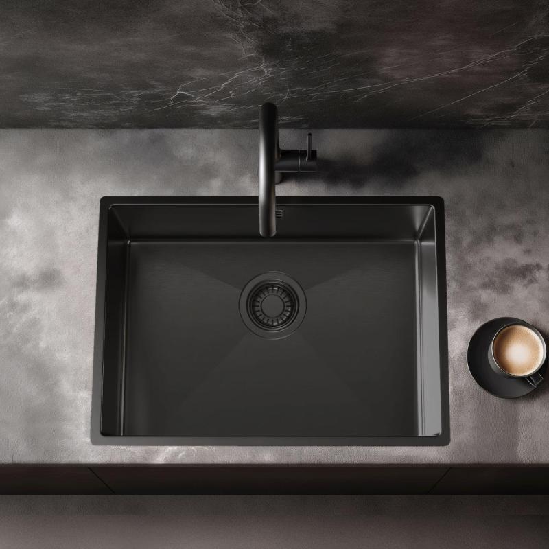Pure.Sink Luxion Fregadero negro PVD 50 x 40 cm para encastrar, empotrar y montar en superficie PLX5040-63