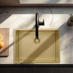 Pure.Sink Luxion Fregadero dorado 55 x 40 cm para encastrar, empotrar y montar en superficie PLX5540-60