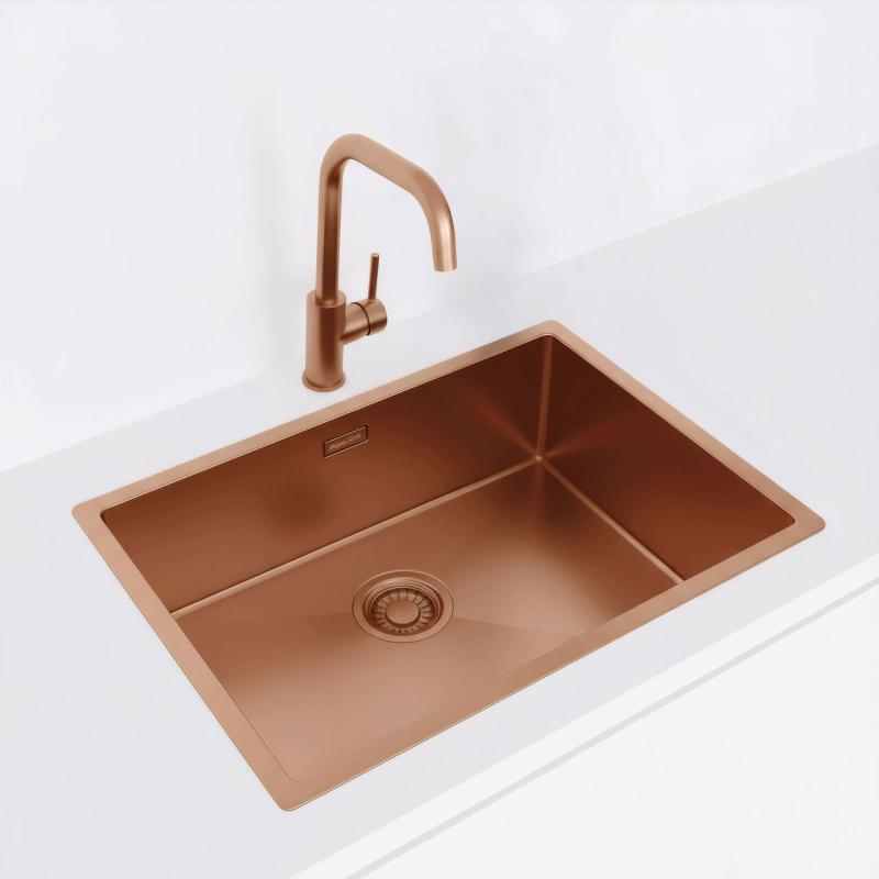 Pure.Sink Luxion Fregadero de cobre 55 x 40 cm para encastrar, empotrar y montar en superficie PLX5540-62