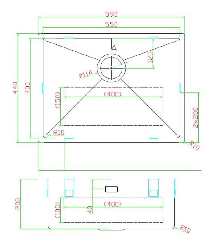 Pure.Sink Luxion Fregadero de cobre 55 x 40 cm para encastrar, empotrar y montar en superficie PLX5540-62