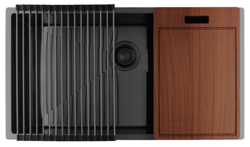 Pure.Sink Luxion Fregadero grande de metal Gun 74 x 40 cm, para encastrar, empotrar y montar en superficie PLX7440-61