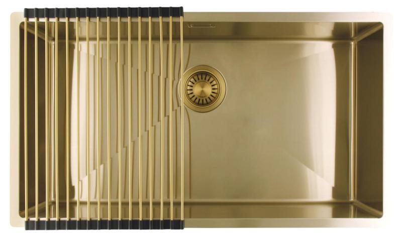 Pure.Sink Luxion Fregadero grande dorado 74 x 40 cm, para encastrar, empotrar y montar en superficie PLX7440-60