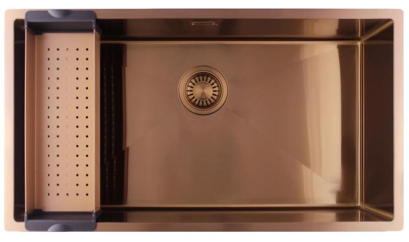 Pure.Sink Luxion Fregadero grande de cobre 74 x 40 cm, para encastrar, empotrar y montar en superficie PLX7440-62