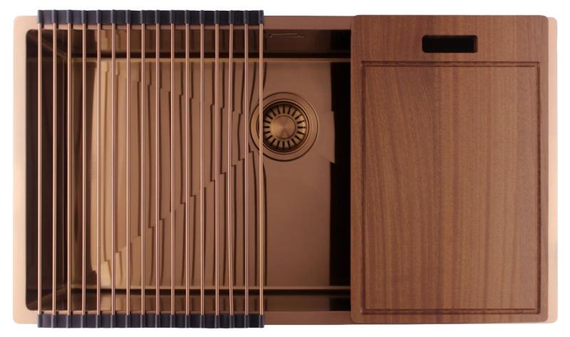 Pure.Sink Luxion Fregadero grande de cobre 74 x 40 cm, para encastrar, empotrar y montar en superficie PLX7440-62