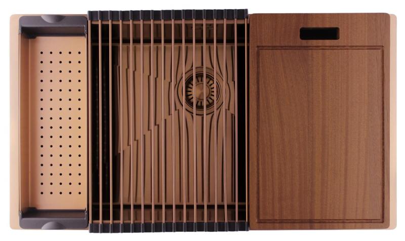 Pure.Sink Luxion Fregadero grande de cobre 74 x 40 cm, para encastrar, empotrar y montar en superficie PLX7440-62