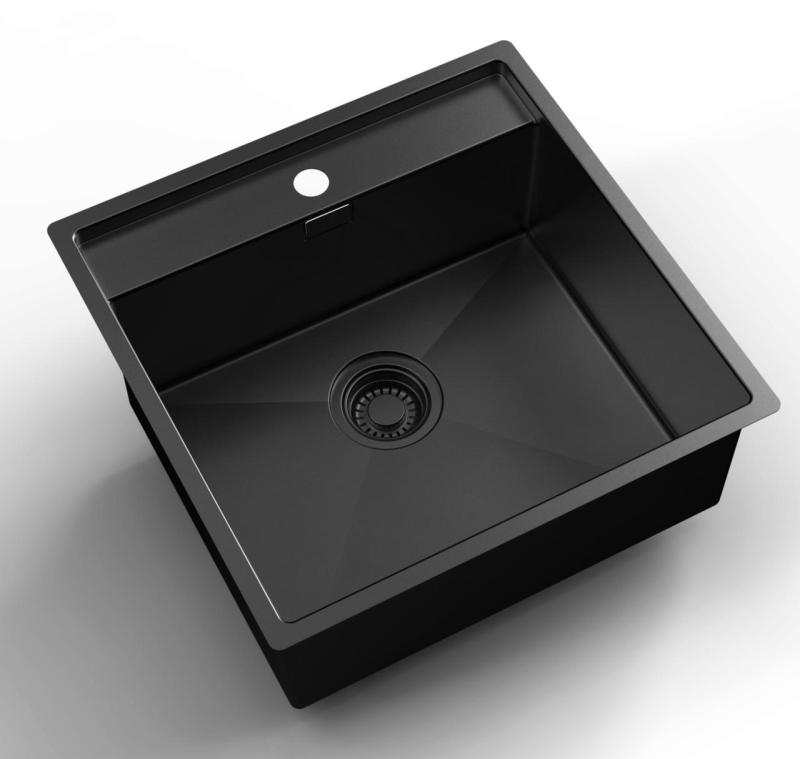 Pure.Sink Luxion PVD Fregadero negro 51 x 50 cm Grifo con orificio para grifo PLX5150T-63