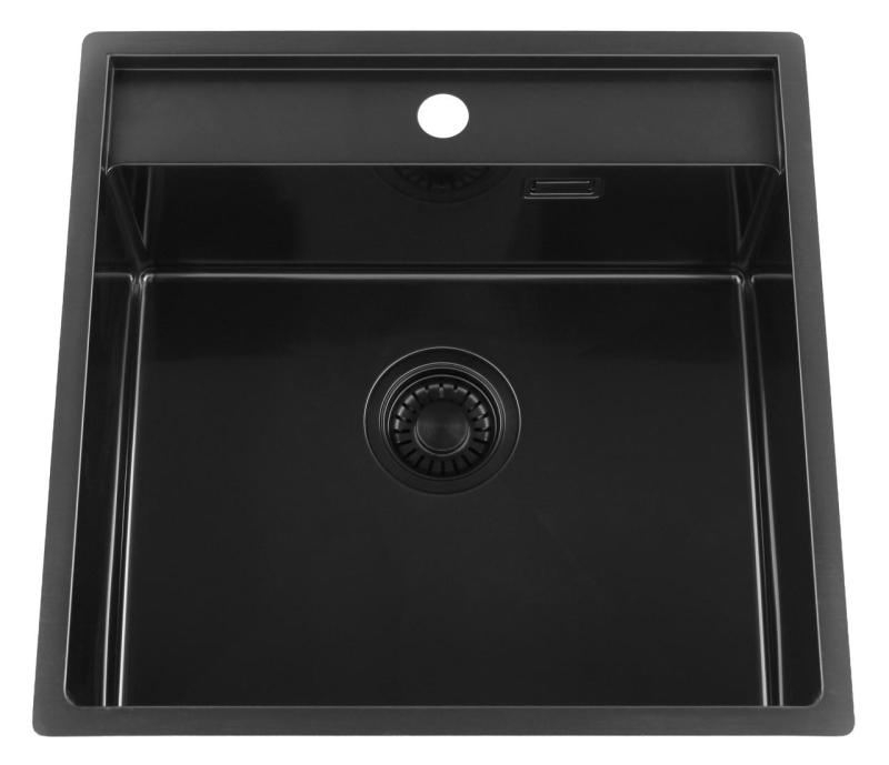 Pure.Sink Luxion PVD Fregadero negro 51 x 50 cm Grifo con orificio para grifo PLX5150T-63