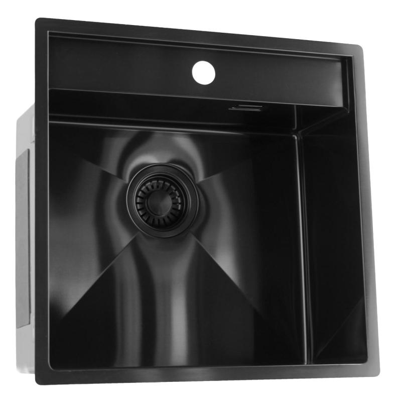 Pure.Sink Luxion PVD Fregadero negro 51 x 50 cm Grifo con orificio para grifo PLX5150T-63