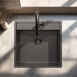Pure.Sink Luxion Fregadero de metal gris 51 x 50 cm Tapwing con banco para grifo PLX5150T-61